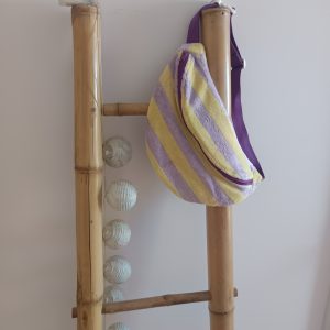 Sac banane rayé éponge – Lilas & jaune pastel 💜☀️