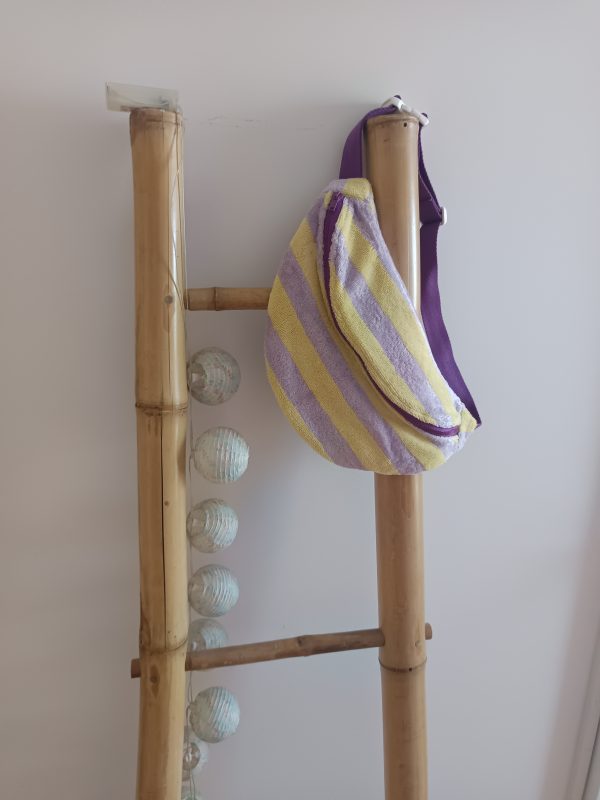 Sac banane rayé éponge – Lilas & jaune pastel 💜☀️